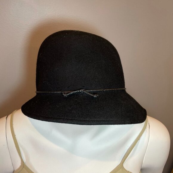 Nine West Women's Black 100% Wool Cloche - Picture 2 of 7